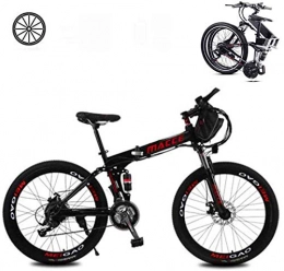 WJSWD Folding Electric Mountain Bike Electric Snow Bike, Folding Electric Bikes for Adults 26 In with 36V Removable Large Capacity 8Ah Lithium-Ion Battery Mountain E-Bike 21 Speed Lightweight Bicycle for Unisex Lithium Battery Beach Crui