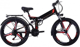 WJSWD Folding Electric Mountain Bike Electric Snow Bike, Folding Electric Mountain Bike, 26" Electric Bike with 48V 8AH / 10AH Removable Lithium-Ion Battery, 300W Motor Foldable Mountain Electric Bike Lithium Battery Beach Cruiser for Adul