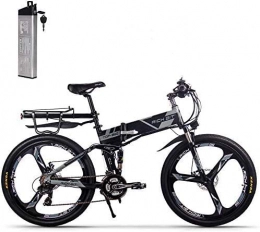 ENLEE Bike ENLEE RICH BIT TOP-860 36V 250W 12.8Ah Full Suspension City Bike Electric Folding Foldable Mountain Bike Bicycle (Black-Gray)