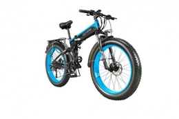 Extrbici Folding Electric Mountain Bike Extrbici Folding Electric Cruiser Bike 48V 12.8AH Hidden Battery Fat Bike Mountain Beach Snow Bicycle Full Suspension 27 Speeds 26 * 4.0 Fat Tire Hydraulic Disc Brake XF690 Ship from the UK (BLUE)