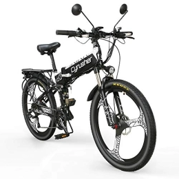 Extrbici Folding Electric Mountain Bike Extrbici Mountain Bike 48V 12.8A Hidden Lithium Battery 21-Speed Three Knife Wheel Foldable Aluminum Alloy Frame Mechanical Disc Brake Electric Bicycle XF770 With Front and Rear Turn Signals, Horns