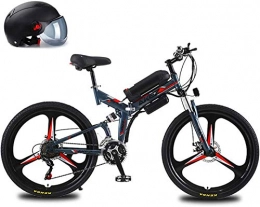 Fangfang Folding Electric Mountain Bike Fangfang Electric Bikes, 26'' 350W Motor Folding Electric Mountain Bike, Electric Bike with 48V Lithium-Ion Battery, Premium Full Suspension And 21 Speed Gears, E-Bike (Color : Gray, Size : 8AH)