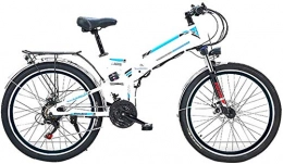 Fangfang Folding Electric Mountain Bike Fangfang Electric Bikes, 26'' Folding Electric Mountain Bike, Electric Bike with 36V / 10Ah Lithium-Ion Battery, 300W Motor Premium Full Suspension And 21 Speed Gears, E-Bike (Color : White)