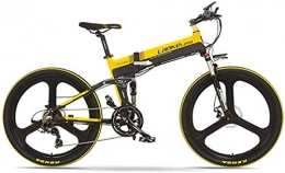 Fangfang Folding Electric Mountain Bike Fangfang Electric Bikes, E-Bike 26 Inch Folding Electric Bike Front & Rear Disc Brake 48V 400W Motor Long Endurance with LCD Display Pedal Assist Bicycle, E-Bike (Color : Yellow, Size : 10.4Ah)