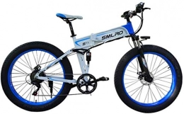 Fangfang Folding Electric Mountain Bike Fangfang Electric Bikes, Electric Bicycle Folding Mountain Power-Assisted Snowmobile Suitable for Outdoor Sports 48V350W Lithium Battery, Blue, 36V10AH, E-Bike