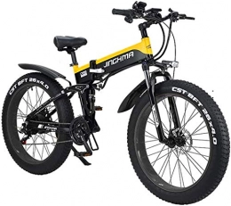 Fangfang Folding Electric Mountain Bike Fangfang Electric Bikes, Electric Mountain Bike 26" Folding Electric Bike 48V 500W 12.8AH Hidden Battery Design with LCD Display Suitable 21 Speed Gear and Three Working Modes, E-Bike (Color : Yellow)
