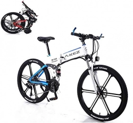 Fangfang Folding Electric Mountain Bike Fangfang Electric Bikes, Electric Mountain Bike, 26 Inch Electric Bike, Equipped with A Removable 350W 36V 8A Adult Lithium-ion Battery, 27 Gear Levers (Color : Blue), E-Bike