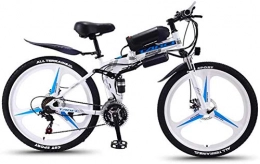 Fangfang Folding Electric Mountain Bike Fangfang Electric Bikes, Folding Adult Electric Mountain Bike, 350W Snow Bikes, Removable 36V 8AH Lithium-Ion Battery for, Premium Full Suspension 26 Inch, E-Bike (Color : White, Size : 27 speed)