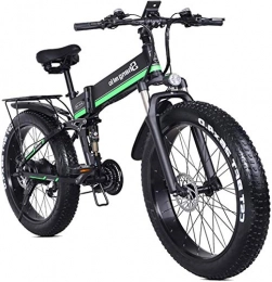 Fangfang Folding Electric Mountain Bike Fangfang Electric Bikes, Folding E-Bike 26''with LCD Display 1000W 48V 12.8AH 40KM / H Removable Lithium Battery Electric Mountain Bicycle with 3 Driving Modes, E-Bike (Color : Green, Size : 48V12.8Ah)