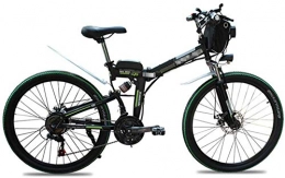 Fangfang Folding Electric Mountain Bike Fangfang Electric Bikes, Folding Electric Bikes for Adults 26" Mountain E-Bike 21 Speed Lightweight Bicycle, 500W Aluminum Electric Bicycle with Pedal for Unisex And Teens, E-Bike (Color : Green)