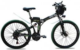 Fangfang Folding Electric Mountain Bike Fangfang Electric Bikes, Folding Electric Bikes for Adults, 26" Mountain E-Bike 21 Speed Lightweight Bicycle, 500W Aluminum Electric Bicycle with Pedal for Unisex And Teens, E-Bike (Color : Green)