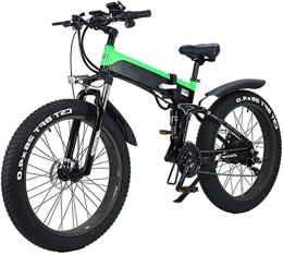 Fangfang Folding Electric Mountain Bike Fangfang Electric Bikes, Folding Electric Mountain City Bike, LED Display Electric Bicycle Commute Ebike 500W 48V 10Ah Motor, 120Kg Max Load, Portable Easy To Store, E-Bike (Color : Green)