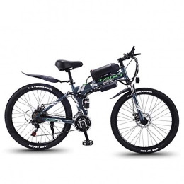 Lamyanran Folding Electric Mountain Bike Fast Electric Bikes for Adults Folding Electric Mountain Bike, 350W Snow Bikes, Removable 36V 8AH Lithium-Ion Battery for, Adult Premium Full Suspension 26 Inch Electric Bicycle ( Color : Grey )