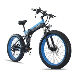 BHPL Folding Electric Mountain Bike Fat Tire Electric Bike Adults Folding Mountain Beach Snow Bicycles 21 Speed Gear E-Bike with 1000W Detachable Lithium Battery Up To 28MPH, C, 48V500W13AH