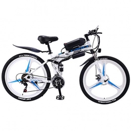 FFF-HAT Folding Electric Mountain Bike FFF-HAT 26-Inch Electric Mountain Bike with Removable Lithium-ion Battery (36V8AH350W), 3 Working Modes, 21-Speed / 27-Speed Electric Bicycle (Spoke Wheel / Integrated Wheel), White