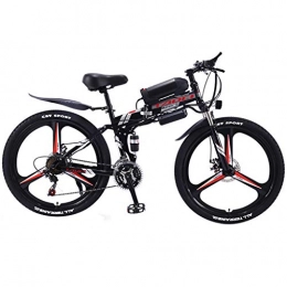 FFF-HAT Bike FFF-HAT Folding Electric Mountain Bike, 26 Inches With Removable Lithium-ion Battery (36V8AH350W), 3 Working Modes, 21 / 27 Speed Electric Bike (Spoke Wheel / Integrated Wheel), Black Red