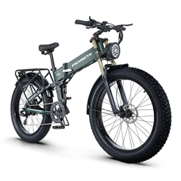 Ficyacto Bike Ficyacto Electric Bike, 48V15AH Battey, 26 * 4.0 Fat Tire Electric Bike, Shimano 8-Speed Mountain Ebike for Men (Green)