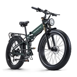 Ficyacto Bike Ficyacto Electric Bike, 48V16AH Battey, 26 * 4.0 Fat Tire Electric Bike, Shimano 8-Speed Mountain Ebike for Men (Green)