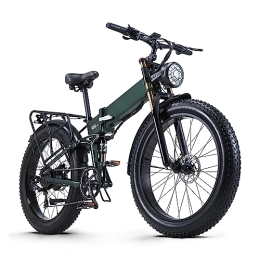 Ficyacto Bike Ficyacto Electric Bike, 48V17.5AH Battey, 26 * 4.0 Fat Tire Electric Bike, Shimano 8-Speed Mountain Ebike for Men (Green)
