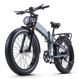 Ficyacto Bike Ficyacto Electric Bike, 48V17.5AH Battey, 26 * 4.0 Fat Tire Electric Bike, Shimano 8Speed Mountain Ebike for Men (Grey)