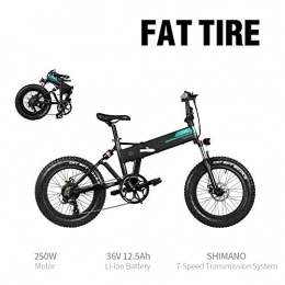 Fiido Folding Electric Mountain Bike FIIDO M1 Electric MTB Foldable Bike, Mens Women City Mountain Bicycle Speed Boosts Up To 18.6mph, 20 Inch E-Bike adult Fat Tire 36V 12.5Ah Battery 250w Motor Shock Absorber For Snow Beach Gravel
