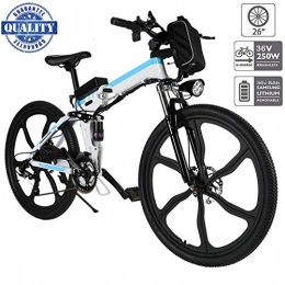 fiugsed 26'' Electric Mountain Bike with Removable Large Capacity Lithium-Ion Battery (36V 250W), Electric Bike 21 Speed Gear and Three Working Modes (Upgrade White)