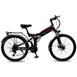 FMOPQ Folding Electric Mountain Bike FMOPQ Electric Bike for Adult 26 inch Tire Foldable 48V Lithium Battery E-Bike 500W Mountain Snow Beach Electric Bicycle (Color : 3-Gray) (Black Red)