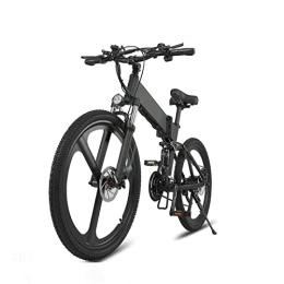 FMOPQ Folding Electric Mountain Bike FMOPQ Folding Electric Bike with 500W Motor 48V 12.8AH Removable Lithium Battery 261.95 inch Tire Electric Bicycle (Color : Black) (Black+2 Battery)