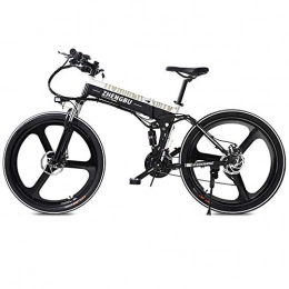 FNCUR Bike FNCUR Stab-resistant Tire Folding Electric Mountain Bike Power Bicycle 48V Lithium Battery Portable Electric Bicycle Two-wheeled Adult Travel Smart Battery Car (Color : Black white)