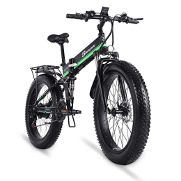 HFRYPShop Folding Electric Mountain Bike Foldable 26" Mountain E-Bike, with Removable Li-Ion Battery 48V 13A for Adults, with 1000W Motor 21-Speed Shifter, 45KM Range Dual Disc Brakes for Teenager and Adults [CZ Stock], green
