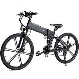 LIU Folding Electric Mountain Bike Foldable Electric Bike 48V Motor 500W 21 Speed E Bike 30km / h Electric Bicycle 10Ah Battery 26 Inch Tire MTB Bike (Size : Black LO26 NEW)