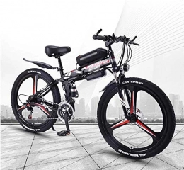 Suge Folding Electric Mountain Bike Folding Adult Electric Mountain Bike, 350W Snow Bikes, Removable 36V 10AH Lithium-Ion Battery for, Premium Full Suspension 26 Inch Electric Bicycle (Color : Black, Size : 27 speed)