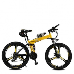 YOUSR Folding Electric Mountain Bike Folding Bicycle Lithium Electric Folding Electric Mountain Bike 26 Inch 21 Speed 36V Adult One Round Life 20-25KM 6.8A 8 Heavy Protection Battery Safety Yellow