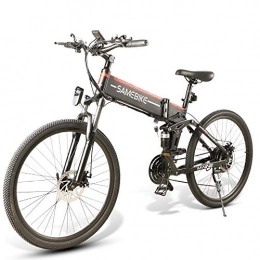 Greneric Folding Electric Mountain Bike Folding E-bike 26''with LCD Display, 500W 48V 10.4AH 30 KM / H, Removable Lithium Battery Electric Mountain Bicycle with 3 Driving Modes, 21-Speed Smart Electric Bike with Double Disc Brake[UK in stock
