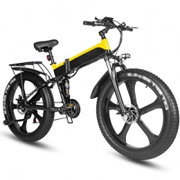 Electric oven Folding Electric Mountain Bike Folding Electric Bicycle 1000W Electric Beach Bike 4.0 Fat Tire Electric Bicycle 48V Mens Mountain Bike Snow Bike 26 inch Bicycle (Color : A)