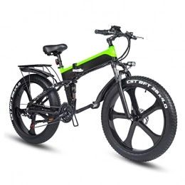 AWJ Folding Electric Mountain Bike Folding Electric Bike for Adult, 26'' Fat Tire Ebike with 1000W Motor, 48V / 12.8 Ah Removable Battery, Snow, Beach, Mountain Hybrid Ebike