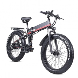 WBYY Folding Electric Mountain Bike Folding Electric Bike for Adult - Electric Mountain Bicycle 26" Lightweight 1000W Ebike, Commuter Bicycle with 12.8Ah Lithium Battery, Professional 21 Speed Gears (Red)