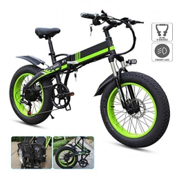TANCEQI Folding Electric Mountain Bike Folding Electric Bike for Adults, 20-Inch Tires Mountain Electric Bike, Adjustable Lightweight Alloy Frame Variable 7 Speed E-Bike with LCD Screen, for City Outdoor Cycling Travel Work Out, Green