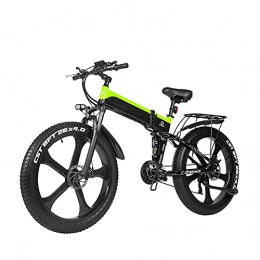 WBYY Bike Folding Electric Bike for Adults, 26" Electric Bicycle / Commute Ebike with 1000W Motor, 48V 12.8Ah Battery, Professional 21 Speed Transmission Gears (Green)