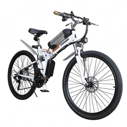 BGLMX Bike Folding Electric Bike for Adults, 26" Electric Bicycle Portable Commute Ebike with 250W Motor, Mechanical Double Disc Brake, Professional 7 Speed Transmission Gears, 36V Battery, White