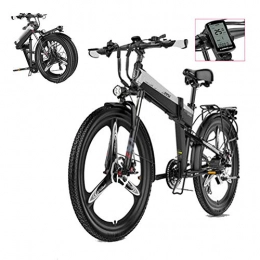 KuaiKeSport Folding Electric Mountain Bike Folding Electric Bike for Adults, 26Inch Ebike Mountain Bike for Adult, 48V 400W 12.8 AH Removable Lithium Battery Travel Assisted Electric Bike Fold up Bike for Mens Work Outdoor Cycling, Silver