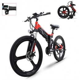 KuaiKeSport Folding Electric Mountain Bike Folding Electric Bike for Adults, 26Inch Mountain Bike for Adult, 48V 400W High Speed Ebike 10.4 AH Removable Lithium Battery Travel Assisted Electric Bike Fold up Bike for Work Outdoor Cycling, Red