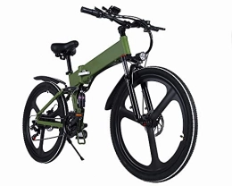 LuvTour Folding Electric Mountain Bike Folding Electric Bike for Adults 350W Mountain Bicycle 26 inch City E-Bike 15.5mph and 50 miles Range, Professional 21 Speed Shifter, Widened Off-Road Tires, Dual Suspension, LCD Display (Green)