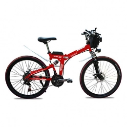 WHKJZ Folding Electric Mountain Bike Folding Electric Bike with 26" Wheel And 38V 8AH Removable Lithium-Ion Battery Electric Bicycle for Adult, Professional 21 Speed Gear, LCD Control Instrument, Red