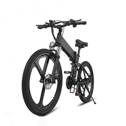 Electric oven Folding Electric Mountain Bike Folding Electric Bike with 500W Motor 48V 12.8AH Removable Lithium Battery, 26 * 1.95 inch Tire Electric Bicycle, Ebike for Adults (Color : Black+2 battery)
