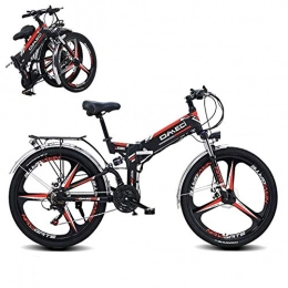 SXZZ Folding Electric Mountain Bike Folding Electric Mountain Bike, 24 Inch E-Bike, 21 Speed Electric Bicycle with Rear Seat And Dual Disc Brake, 10Ah Lithium-Ion-Battery, for Men And Women, Black