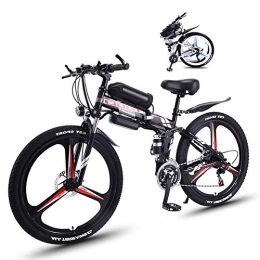TANCEQI Bike Folding Electric Mountain Bike 26 Inch Fat Tire Ebike 350W Motor, Full Suspension And 21 Speed Gears with LCD Backlight 3 Riding Modes for Adult And Teens, Black