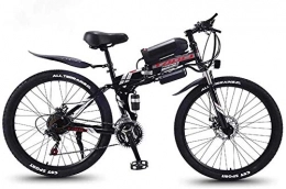 Suge Folding Electric Mountain Bike Folding Electric Mountain Bike, 350W Snow Bikes, Removable 36V 8AH Lithium-Ion Battery for, Adult Premium Full Suspension 26 Inch Electric Bicycle (Color : Black, Size : 27 speed)