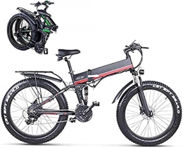 HUANYARI Folding Electric Mountain Bike Folding Electric Mountain Bike for Adults 26Inch E-bike for Adult 48V 1000W High Speed Ebike 12 8 AH Removable Lithium Battery Travel Assisted Electric Bike Fat Tire Fold up Bike-Red Evolutions
