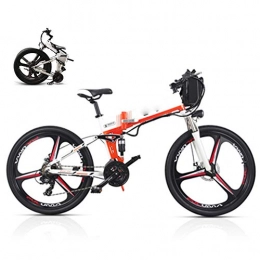 KuaiKeSport Bike Folding Electric Mountain Bike for Adults, 26Inch Unisex E-bike 48V 21 Speed Ebike Removable Lithium Battery Travel Assisted Electric Bike 3 Working Modes, Fat Tire Fold up Snow Bike MAX 40KM / H, White